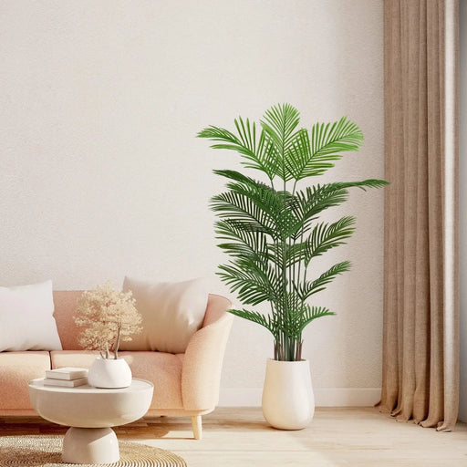 Artificial Areca Palm Plant, 6FT Tall Faux Tropical Tree in Pot for Indoor Outdoor Home, Office, or Garden Modern Decoration, 2pcs/set Default -DTYStore
