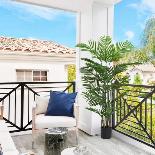 Artificial Areca Palm Plant, 6FT Tall Faux Tropical Tree in Pot for Indoor Outdoor Home, Office, or Garden Modern Decoration, 2pcs/set Default -DTYStore