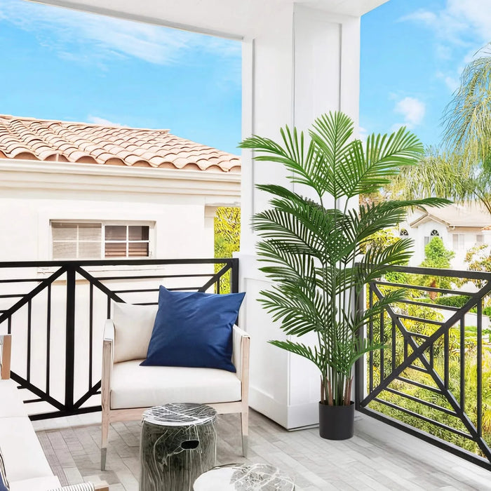 Artificial Areca Palm Plant, 6FT Tall Faux Tropical Tree in Pot for Indoor Outdoor Home, Office, or Garden Modern Decoration, 2pcs/set Default -DTYStore