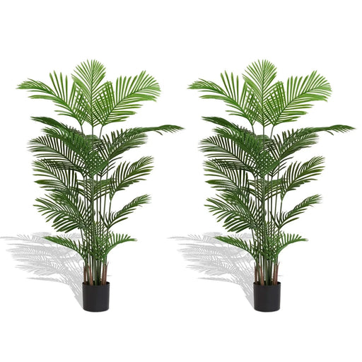 Artificial Areca Palm Plant, 6FT Tall Faux Tropical Tree in Pot for Indoor Outdoor Home, Office, or Garden Modern Decoration, 2pcs/set Default -DTYStore
