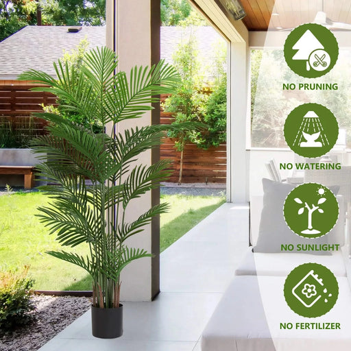Artificial Areca Palm Plant, 6FT Tall Faux Tropical Tree in Pot for Indoor Outdoor Home, Office, or Garden Modern Decoration, 2pcs/set Default -DTYStore
