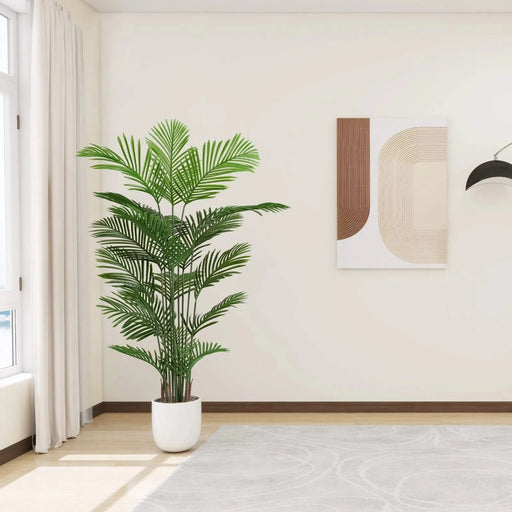 Artificial Areca Palm Plant, 6FT Tall Faux Tropical Tree in Pot for Indoor Outdoor Home, Office, or Garden Modern Decoration, 2pcs/set Default -DTYStore
