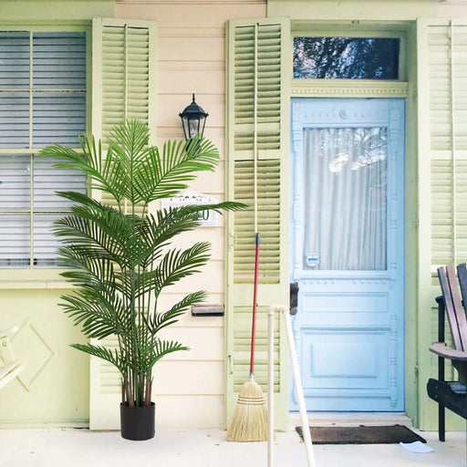 Artificial Areca Palm Plant, 6FT Tall Faux Tropical Tree in Pot for Indoor Outdoor Home, Office, or Garden Modern Decoration, 2pcs/set Default -DTYStore