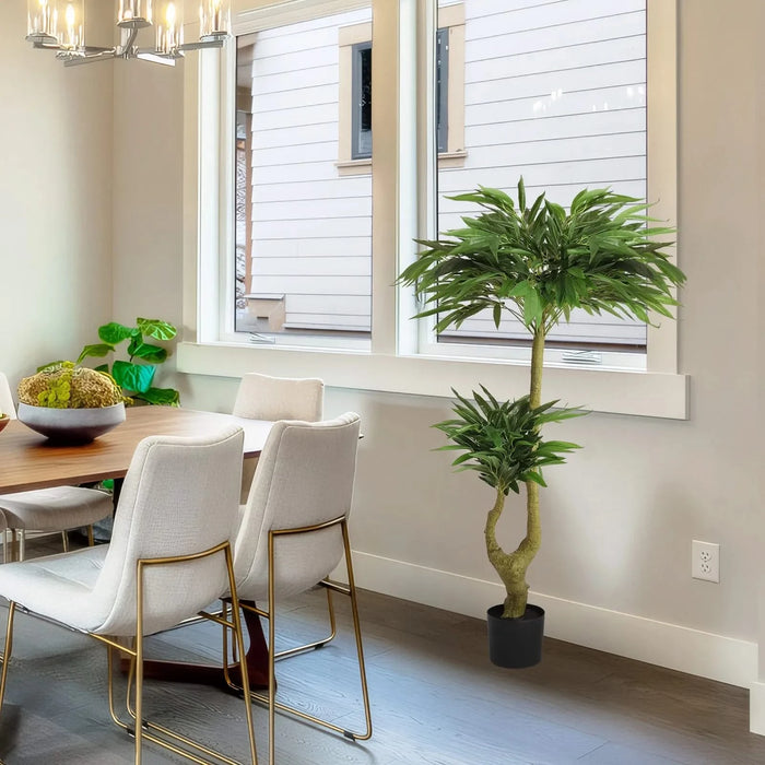 Artificial Dracaena Tree Indoor Faux Greenery Plant for Decoration, Green Plastic, 150cm Default -DTYStore