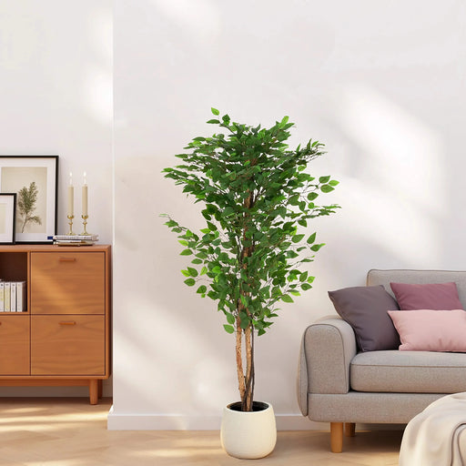 Artificial Ficus Tree With Pot – Realistic Indoor Decorative Faux Plant for Home & Office 63 in. -DTYStore