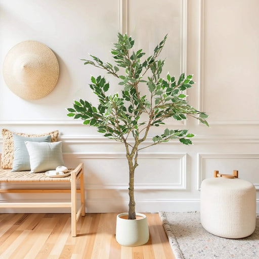 Artificial Ficus Tree With Pot – Realistic Indoor Decorative Faux Plant for Home & Office 51 in. -DTYStore