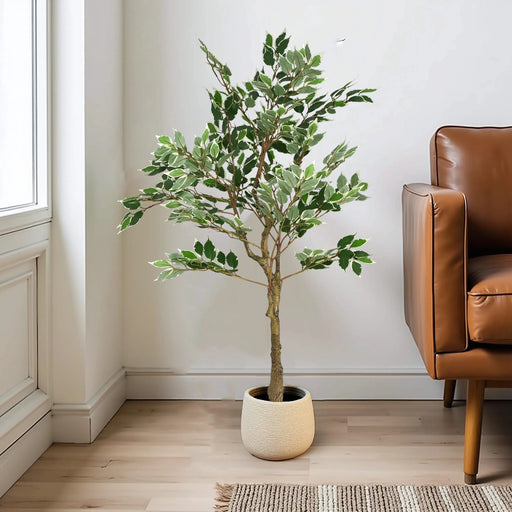 Artificial Ficus Tree With Pot – Realistic Indoor Decorative Faux Plant for Home & Office 51 in. -DTYStore
