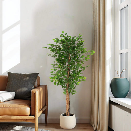 Artificial Ficus Tree With Pot – Realistic Indoor Decorative Faux Plant for Home & Office 63 in. -DTYStore