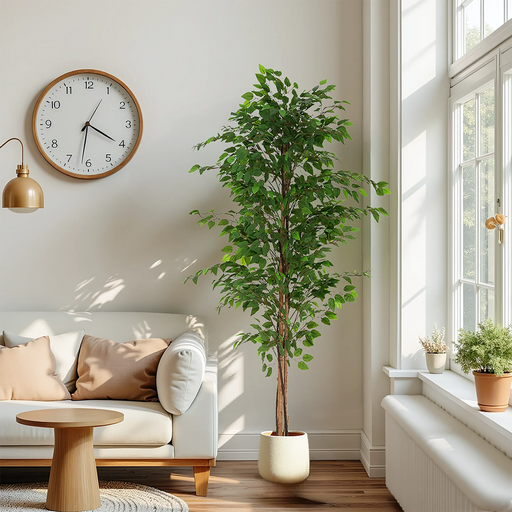 Artificial Ficus Tree With Pot – Realistic Indoor Decorative Faux Plant for Home & Office 74 in. -DTYStore