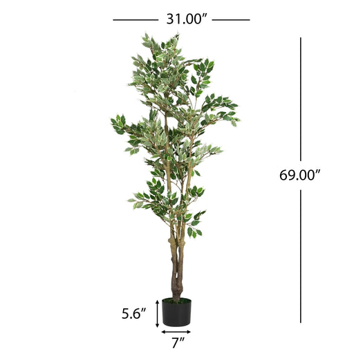 Artificial Ficus Tree With Pot – Realistic Indoor Decorative Faux Plant for Home & Office 69 in. -DTYStore