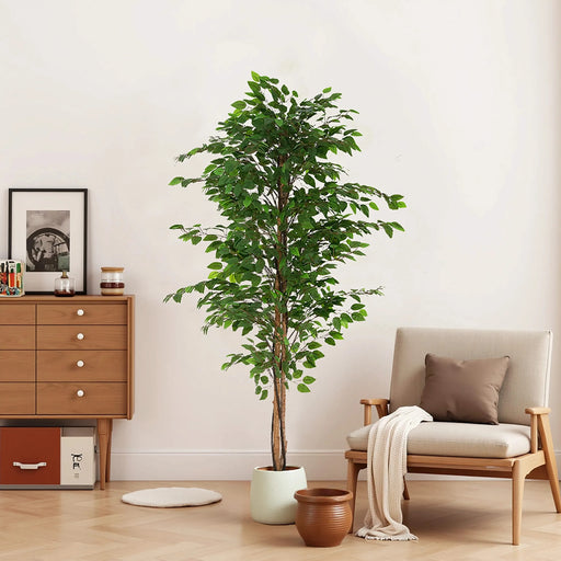 Artificial Ficus Tree With Pot – Realistic Indoor Decorative Faux Plant for Home & Office 74 in. -DTYStore