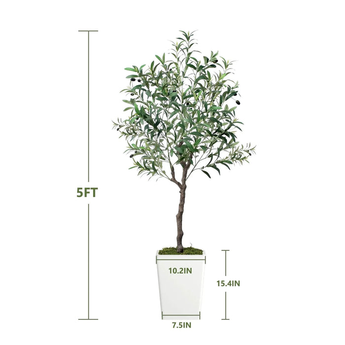 Artificial Olive Tree 5FT with Pot and Moss, Artificial Plants for Home Office Decor Default -DTYStore