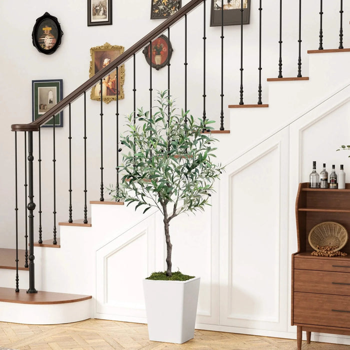 Artificial Olive Tree 5FT with Pot and Moss, Artificial Plants for Home Office Decor Default -DTYStore