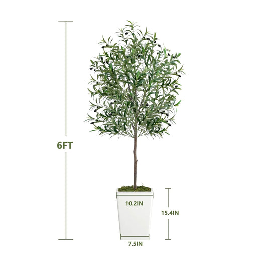 Artificial Olive Tree 6FT with Pot and Moss, Artificial Plants for Home Office Decor Default -DTYStore