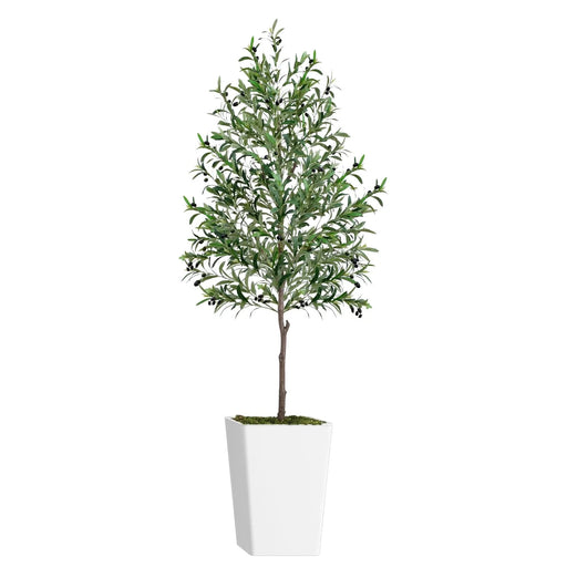 Artificial Olive Tree 7FT with Pot and Moss, Artificial Plants for Home Office Decor Default -DTYStore