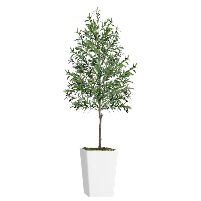Artificial Olive Tree 7FT with Pot and Moss, Artificial Plants for Home Office Decor Default -DTYStore