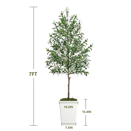 Artificial Olive Tree 7FT with Pot and Moss, Artificial Plants for Home Office Decor Default -DTYStore