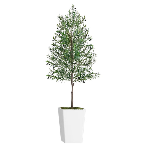 Artificial Olive Tree 8FT with Pot and Moss, Artificial Plants for Home Office Decor Default -DTYStore