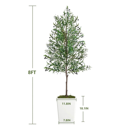 Artificial Olive Tree 8FT with Pot and Moss, Artificial Plants for Home Office Decor Default -DTYStore