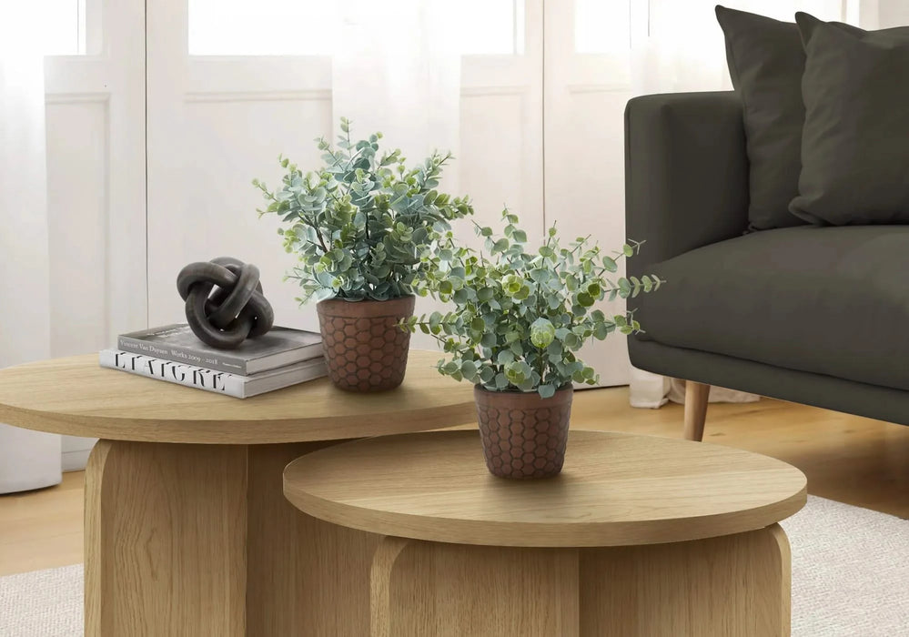 Artificial Plant, 13' Tall, Eucalyptus Grass, Indoor, Faux, Fake, Table, Greenery, Potted, Set Of 2, Decorative, Green Leaves, Brown Pots Default -DTYStore