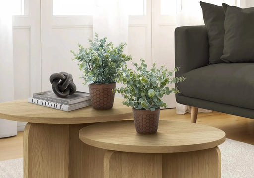 Artificial Plant, 13' Tall, Eucalyptus Grass, Indoor, Faux, Fake, Table, Greenery, Potted, Set Of 2, Decorative, Green Leaves, Brown Pots Default -DTYStore