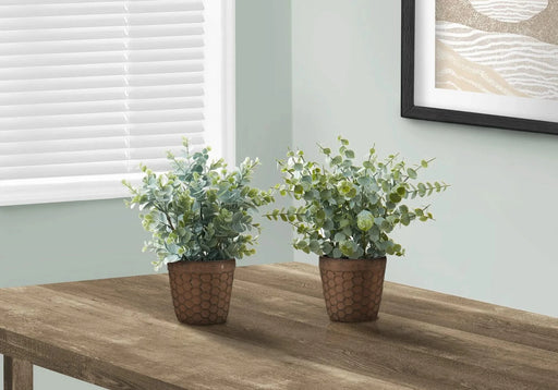 Artificial Plant, 13' Tall, Eucalyptus Grass, Indoor, Faux, Fake, Table, Greenery, Potted, Set Of 2, Decorative, Green Leaves, Brown Pots Default -DTYStore