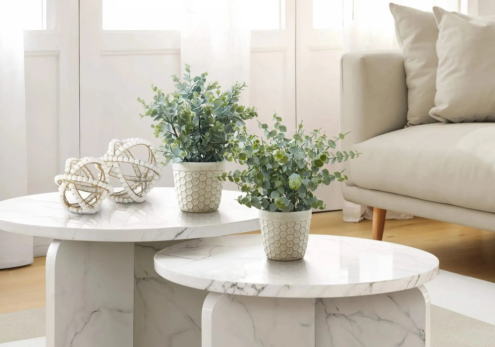 Artificial Plant, 13' Tall, Eucalyptus Grass, Indoor, Faux, Fake, Table, Greenery, Potted, Set Of 2, Decorative, Green Leaves, White Pots Default -DTYStore