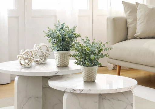 Artificial Plant, 13' Tall, Eucalyptus Grass, Indoor, Faux, Fake, Table, Greenery, Potted, Set Of 2, Decorative, Green Leaves, White Pots Default -DTYStore