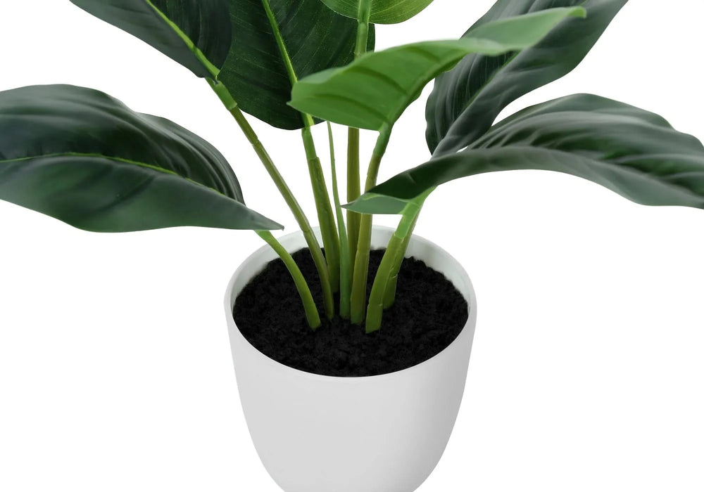 Artificial Plant, 17' Tall, Aureum, Indoor, Faux, Fake, Table, Greenery, Potted, Real Touch, Decorative, Green Leaves, White Pot Default -DTYStore