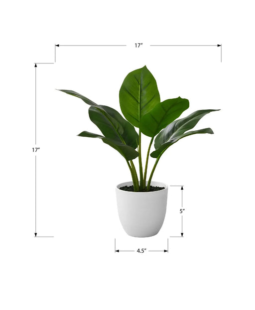 Artificial Plant, 17' Tall, Aureum, Indoor, Faux, Fake, Table, Greenery, Potted, Real Touch, Decorative, Green Leaves, White Pot Default -DTYStore