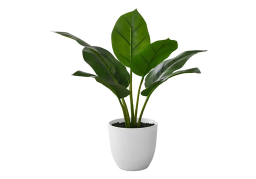 Artificial Plant, 17' Tall, Aureum, Indoor, Faux, Fake, Table, Greenery, Potted, Real Touch, Decorative, Green Leaves, White Pot Default -DTYStore