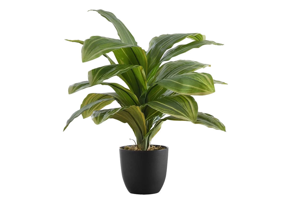 Artificial Plant, 17' Tall, Dracaena, Indoor, Faux, Fake, Table, Greenery, Potted, Real Touch, Decorative, Green Leaves, Black Pot Default -DTYStore