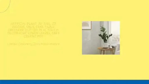 Artificial Plant, 20' Tall, Zz, Indoor, Faux, Fake, Table, Greenery, Potted, Real Touch, Decorative, Green Leaves, Grey Cement Pot Default -DTYStore