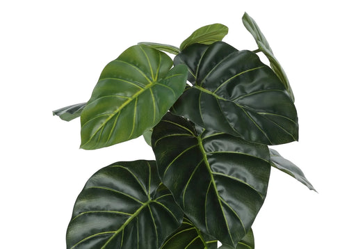 Artificial Plant, 24' Tall, Alocasia, Indoor, Faux, Fake, Table, Greenery, Potted, Real Touch, Decorative, Green Leaves, Black Pot Default -DTYStore