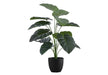 Artificial Plant, 24' Tall, Alocasia, Indoor, Faux, Fake, Table, Greenery, Potted, Real Touch, Decorative, Green Leaves, Black Pot Default -DTYStore