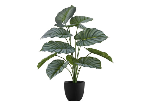 Artificial Plant, 24' Tall, Calathea, Indoor, Faux, Fake, Table, Greenery, Potted, Real Touch, Decorative, Green Leaves, Black Pot Default -DTYStore