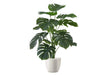 Artificial Plant, 24' Tall, Monstera, Indoor, Faux, Fake, Table, Greenery, Potted, Real Touch, Decorative, Green Leaves, White Pot Default -DTYStore