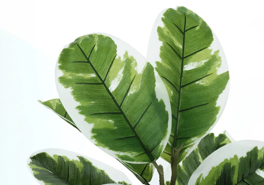 Artificial Plant, 27' Tall, Rubber, Indoor, Faux, Fake, Table, Greenery, Potted, Real Touch, Decorative, Green Leaves, Black Pot Default -DTYStore