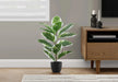 Artificial Plant, 27' Tall, Rubber, Indoor, Faux, Fake, Table, Greenery, Potted, Real Touch, Decorative, Green Leaves, Black Pot Default -DTYStore