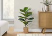 Artificial Plant, 28' Tall, Fiddle Tree, Indoor, Faux, Fake, Floor, Greenery, Potted, Real Touch, Decorative, Green Leaves, Beige Woven Basket Default -DTYStore
