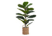 Artificial Plant, 28' Tall, Fiddle Tree, Indoor, Faux, Fake, Floor, Greenery, Potted, Real Touch, Decorative, Green Leaves, Beige Woven Basket Default -DTYStore