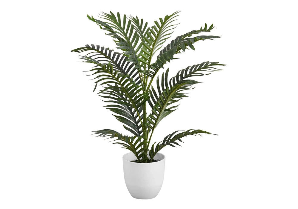 Artificial Plant, 28' Tall, Palm Tree, Indoor, Faux, Fake, Floor, Greenery, Potted, Real Touch, Decorative, Green Leaves, White Pot Default -DTYStore