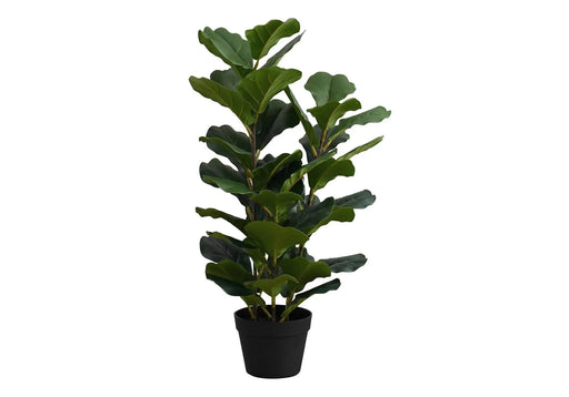 Artificial Plant, 32' Tall, Fiddle Tree, Indoor, Faux, Fake, Floor, Greenery, Potted, Real Touch, Decorative, Green Leaves, Black Pot Default -DTYStore
