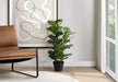 Artificial Plant, 32' Tall, Fiddle Tree, Indoor, Faux, Fake, Floor, Greenery, Potted, Real Touch, Decorative, Green Leaves, Black Pot Default -DTYStore