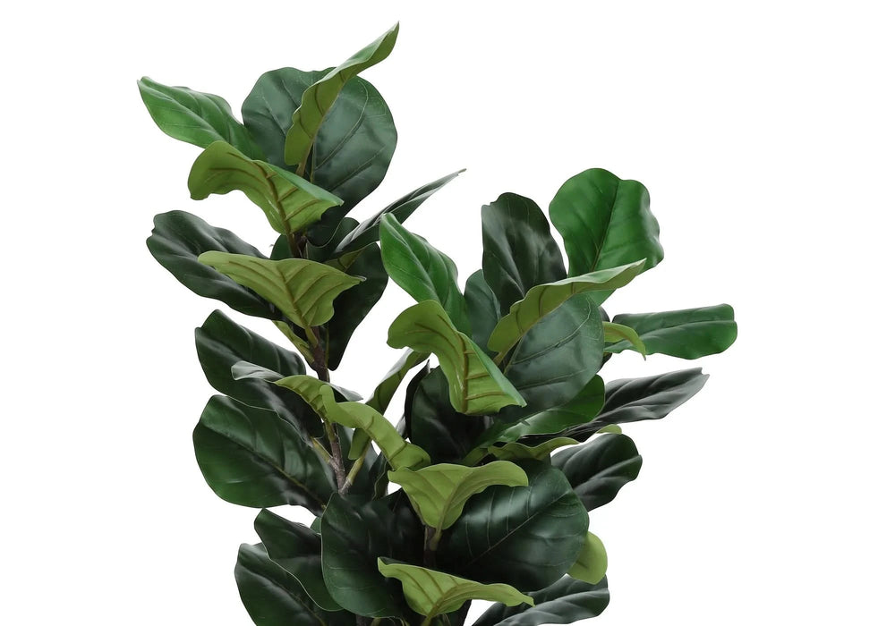 Artificial Plant, 32' Tall, Fiddle Tree, Indoor, Faux, Fake, Floor, Greenery, Potted, Real Touch, Decorative, Green Leaves, Black Pot Default -DTYStore