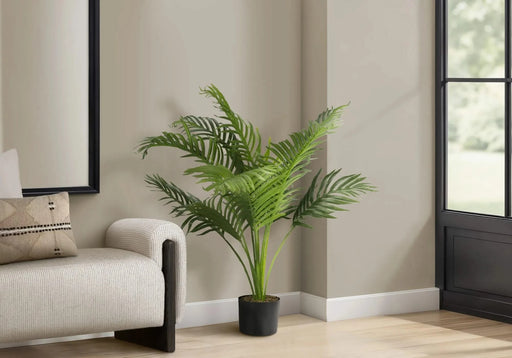 Artificial Plant, 34' Tall, Palm Tree, Indoor, Faux, Fake, Floor, Greenery, Potted, Real Touch, Decorative, Green Leaves, Black Pot Default -DTYStore