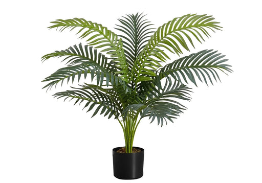 Artificial Plant, 34' Tall, Palm Tree, Indoor, Faux, Fake, Floor, Greenery, Potted, Real Touch, Decorative, Green Leaves, Black Pot Default -DTYStore