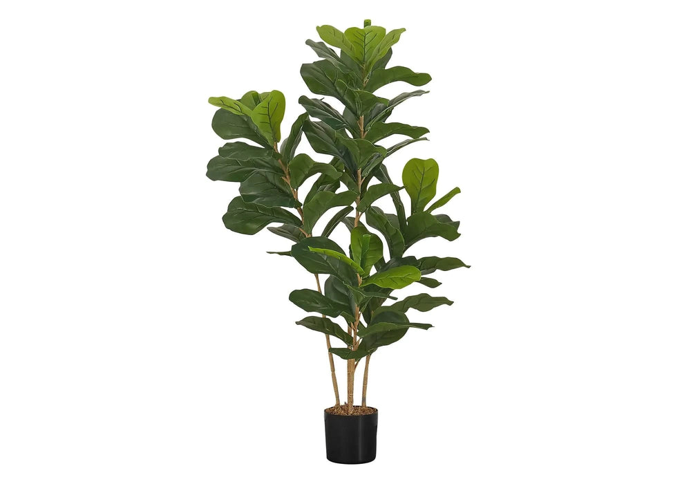 Artificial Plant, 41' Tall, Fiddle Tree, Indoor, Faux, Fake, Floor, Greenery, Potted, Real Touch, Decorative, Green Leaves, Black Pot Default -DTYStore
