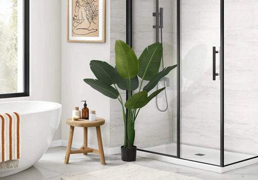 Artificial Plant, 44' Tall, Bird Of Paradise Tree, Indoor, Faux, Fake, Floor, Greenery, Potted, Decorative, Green Leaves, Black Pot Default -DTYStore