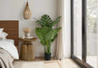 Artificial Plant, 45' Tall, Monstera Tree, Indoor, Faux, Fake, Floor, Greenery, Potted, Real Touch, Decorative, Green Leaves, Black Pot Default -DTYStore